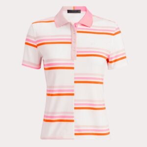 G/Fore OFFSET GRADIENT STRIPE RIB COLLAR TECH JERSEY Halbarm Polo rosa