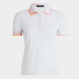 G/Fore CONTRAST RIB COLLAR TECH PIQUÉ Halbarm Polo weiß