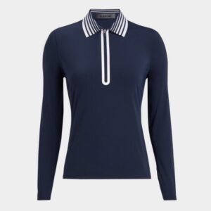 G/Fore SILKY TECH NYLON ZIP Langarm Polo navy