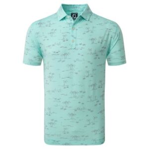 FootJoy Tropic Golf Print Halbarm Polo türkis