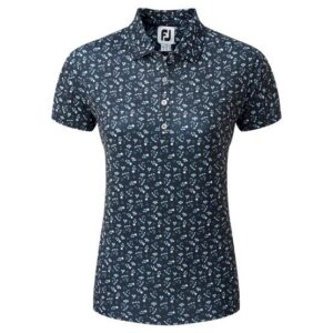 FootJoy Floral Print Halbarm Polo navy