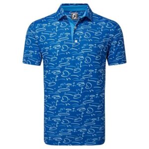 FootJoy Golf Course Doodle Halbarm Polo blau