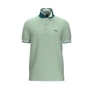 BOSS Paddy Curved Halbarm Polo hellgrün