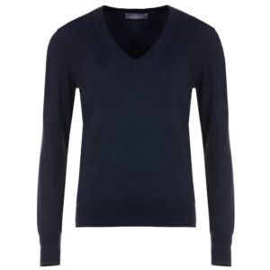 Valiente Jaquard-Struktur Strick V Pullover navy