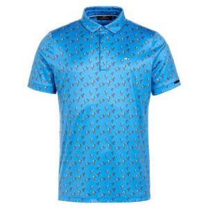 Daniel Springs Kaktus Druck Funktions Halbarm Polo hellblau