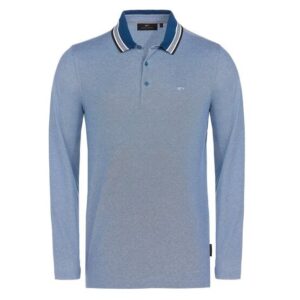 Daniel Springs 2-Tone Pique Thermo Langarm Polo dunkelblau