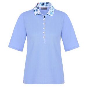 Valiente Floral-Druck-Kragen Halbarm Polo hellblau