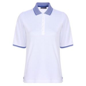 Valiente 2-Tone Pique Halbarm Polo weiß