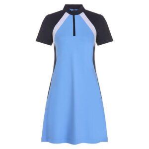 Valiente Pique Stehkragen Halbarm Kleid blau