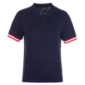 Valiente Strick Jaquard Halbarm Polo navy