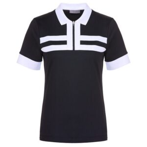 Valiente Funktions Pique laenger Halbarm Polo schwarz