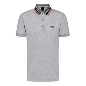 BOSS Paule slim fit Halbarm Polo hellgrau melange