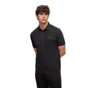 BOSS Paddy Mirror regular fit Halbarm Polo schwarz