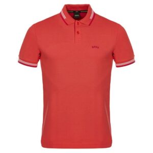 BOSS Paul Curved slim fit Halbarm Polo pink