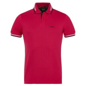 BOSS Paul Curved slim fit Halbarm Polo beere