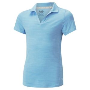 Puma Girls Cloudspun Coast Halbarm Polo hellblau