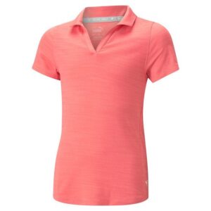 Puma Girls Cloudspun Coast Halbarm Polo koralle