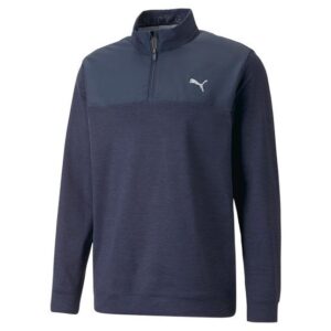 Puma Cloudspun Colorblock 1/4 Zip Stretch Midlayer navy