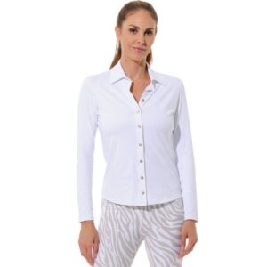 MDC Button-Down Langarm Polo weiß