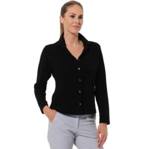 MDC Relaxed Fit Button-Down Langarm Polo schwarz