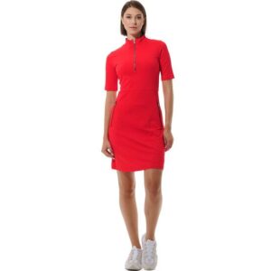 MDC Zip Golf Halbarm Kleid rot