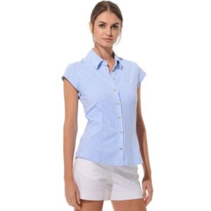 MDC Cap Sleeve Button Down Halbarm Polo hellblau