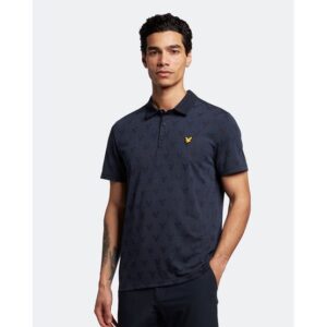 Lyle & Scott Jacquard Halbarm Polo navy