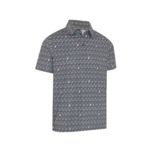 Callaway All-Over Scotch Novelty Print Halbarm Polo anthrazit