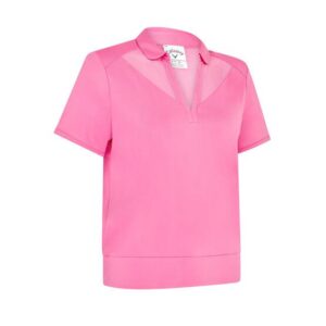 Callaway Waist Length Mesh Detail Halbarm Polo pink