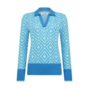 Penguin Lattice Jacquard Sweater Pullover Strick blau