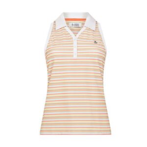 Penguin Ribbed Fine Line Stripe ohne Arm Polo weiß