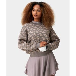 Macade Golf Brown Intarsia Oversized Knit Sweater Pullover camel