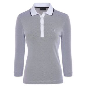 Golfino THE MERCEDES bubble jacquard 3/4 Arm Polo navy