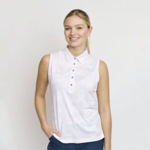 Backtee Ladies Camou Top ohne Arm Polo weiß