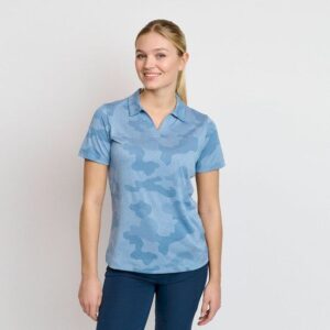 Backtee Ladies Camou Halbarm Polo blau