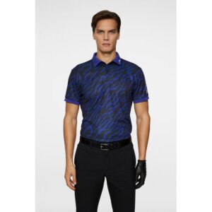 J.Lindeberg Tour Tech Print Tiger Brown M Halbarm Polo royal