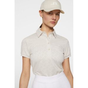 J.Lindeberg Alaya Jacquard Halbarm Polo sand