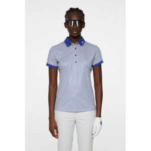 J.Lindeberg Tour Tech Print Halbarm Polo blau