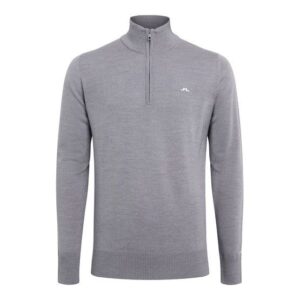 J.Lindeberg Kian Zipped Sweater Troyer Strick hellgrau melange