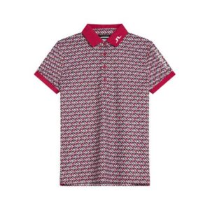 J.Lindeberg Tour Tech Print Halbarm Polo rot