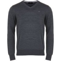 Daniel Springs Basic Strick V Pullover dunkelgrau melange