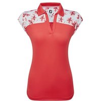 FootJoy Cap Sleeve Blocked Floral Print Lisle ohne Arm Polo rot