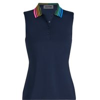 G/Fore GRADIENT COLLAR SILKY TECH NYLON ohne Arm Polo navy