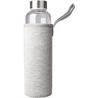 Golf House Glastrinkflasche mit Neoprenhülle grau