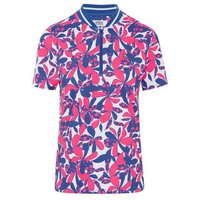 Penguin Floral Printed with Striped Rib Mock Neck Halbarm Polo mehrfarbig