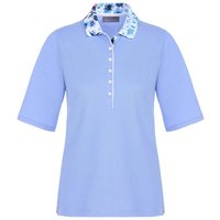 Valiente Floral-Druck-Kragen Halbarm Polo hellblau