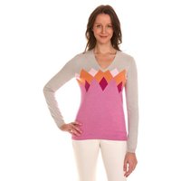 Valiente Rauten-Jaquard Pullover Strick rosa