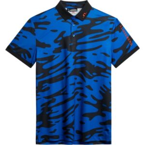 J. LINDEBERG Polo Tour Tech Print blauschwarz